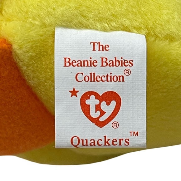 MWMT mint condition Ty Beanie Baby QUACKERS the yellow duck NEW WITH TAGS 1993 - Picture 7 of 8